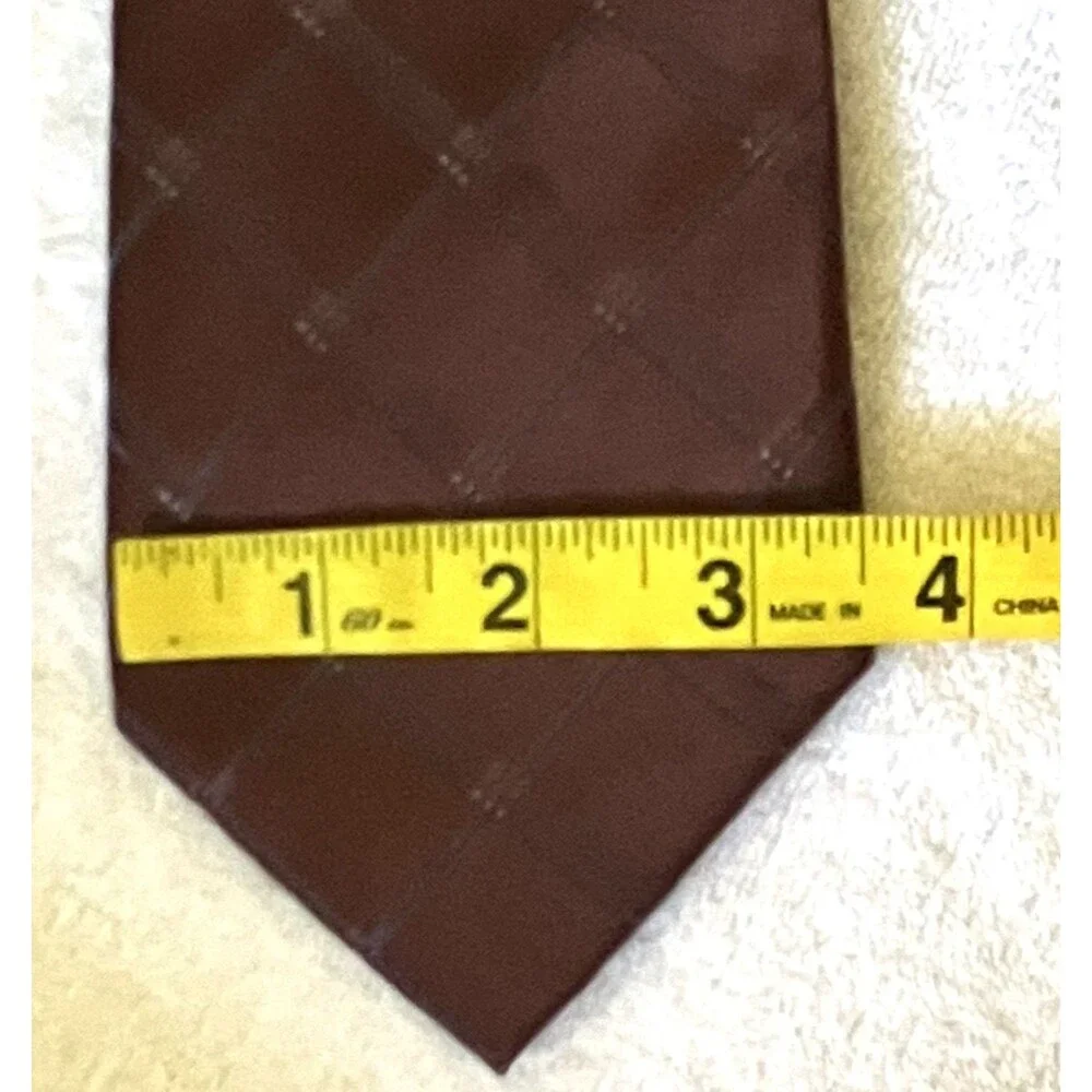 Banana Republic Tie Iridescent Plaid Maroon Red Brown Silk Preppy Career